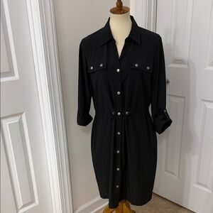 Chicos Size 1 Black Button-Up Shirt Dress